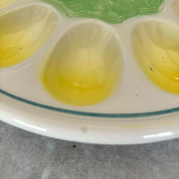 Vintage Mid Century 10 1/4” Ceramic Deviled Egg Plate - Picture 4 of 8